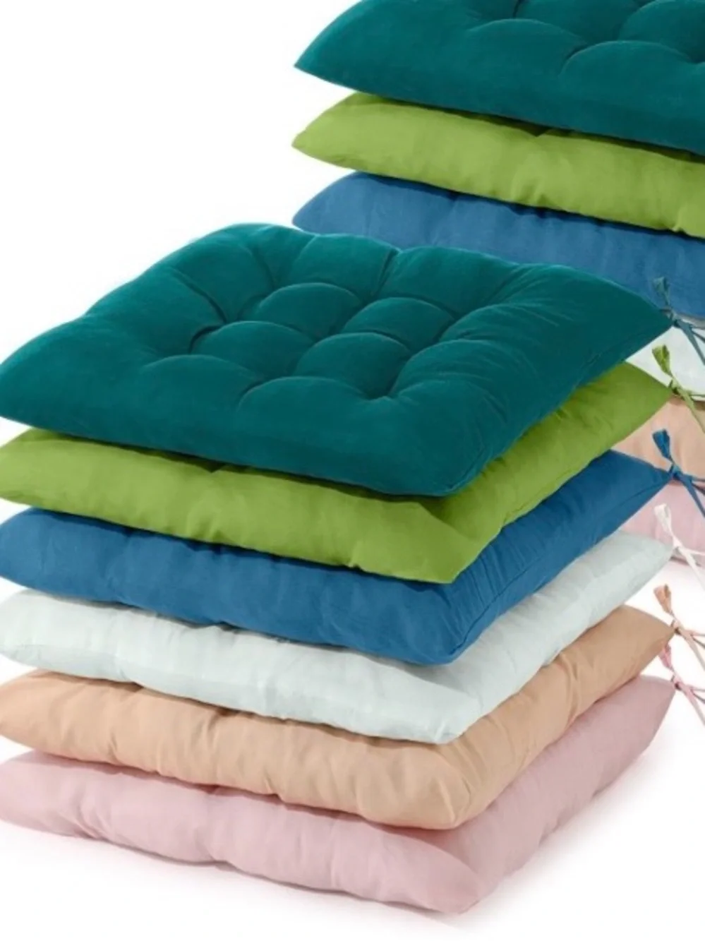 Tufted Cushions with Ties SQUARE 15.7x15.7x4” (12-pack)